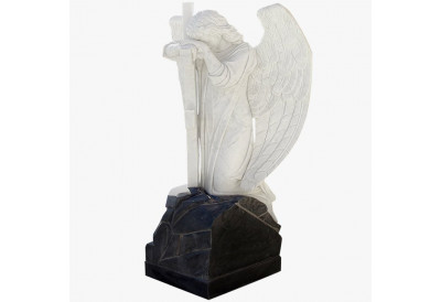 Купить Скульптура из мрамора S_05 Ангел облокотившийся на крест (на граните)